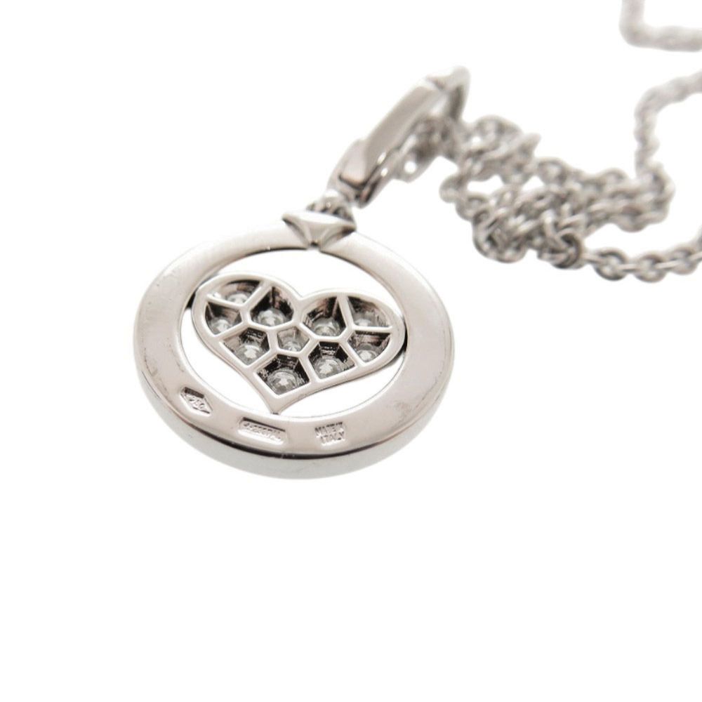 Bvlgari Tondo Heart 18k White Gold Diamond Necklace Pendant — view 8