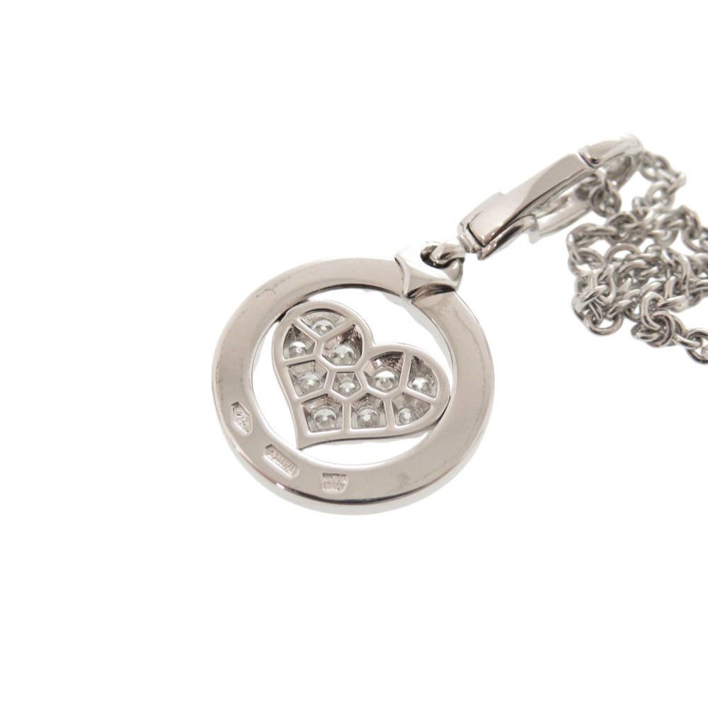 Bvlgari Tondo Heart 18k White Gold Diamond Necklace Pendant — view 7