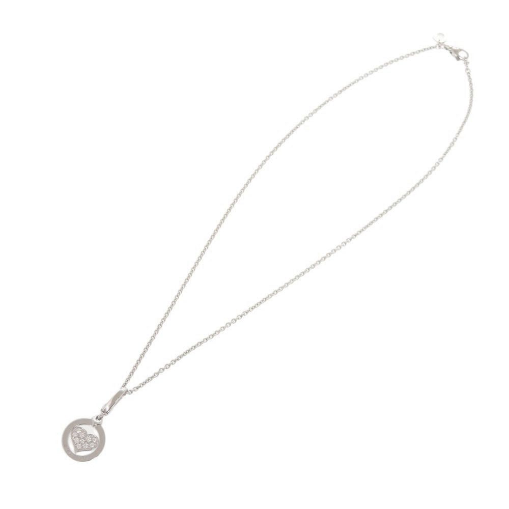 Bvlgari Tondo Heart 18k White Gold Diamond Necklace Pendant — view 3
