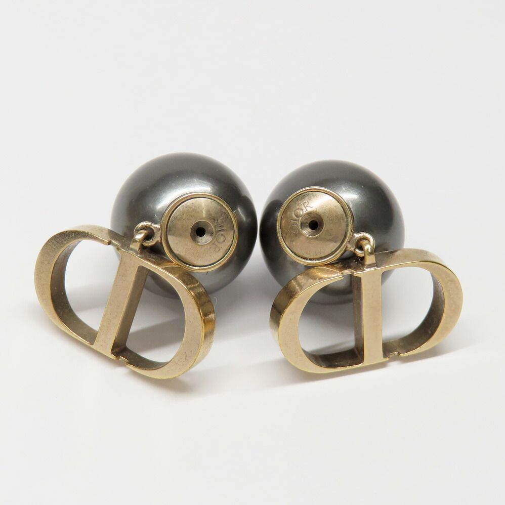 Dior Tribal Earrings Metal Resin Pearl Black — view 4