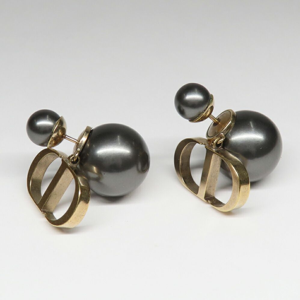 Dior Tribal Earrings Metal Resin Pearl Black — view 3