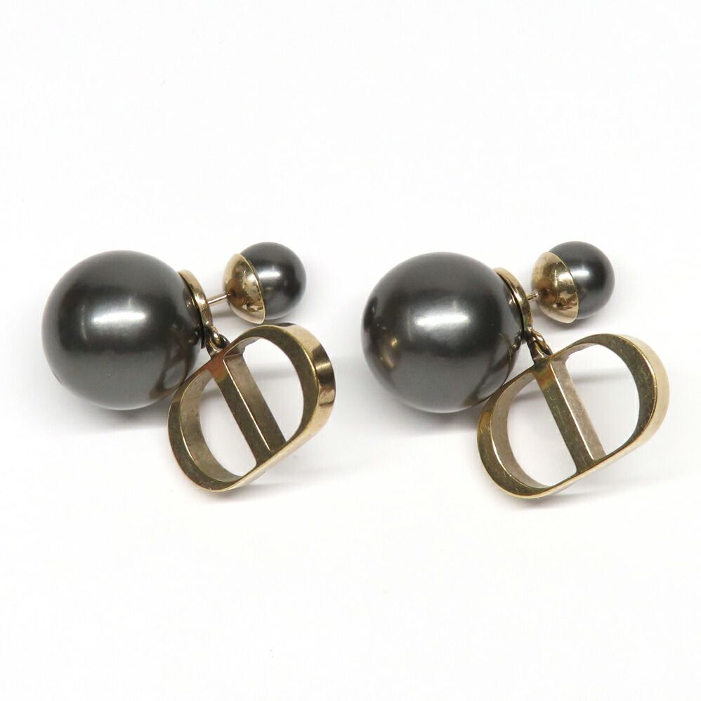 Dior Tribal Earrings Metal Resin Pearl Black — view 2