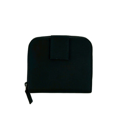 Prada Triangle Logo Tessuto Nylon Saffiano Leather Bifold Wallet Black — view 2