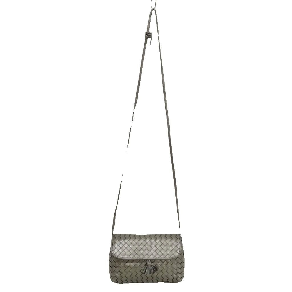 Bottega Veneta Intrecciato Tassel Mini Shoulder Bag Vintage Metallic Gray — view 2