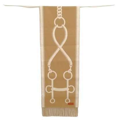 Hermes 03 Casaque Mors Scarf Fringe Shawl Camel Yvoir — view 3