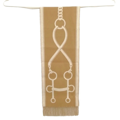 Hermes 03 Casaque Mors Scarf Fringe Shawl Camel Yvoir — view 4