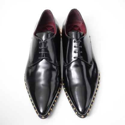 Dolce & Gabbana Dress Shoes 8 Studded Pointed Toe Leather — view 3