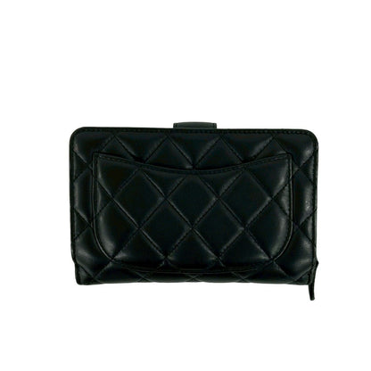 Chanel Card Seal Quilted CC Logo Lambskin Bifold Wallet Black — view 2