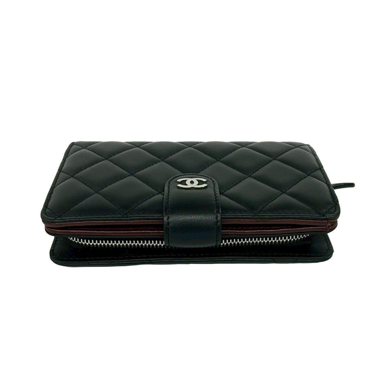 Chanel Card Seal Quilted CC Logo Lambskin Bifold Wallet Black — view 3