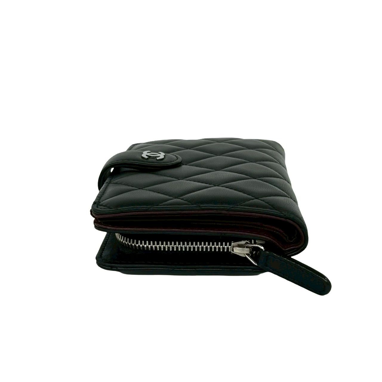 Chanel Card Seal Quilted CC Logo Lambskin Bifold Wallet Black — view 4