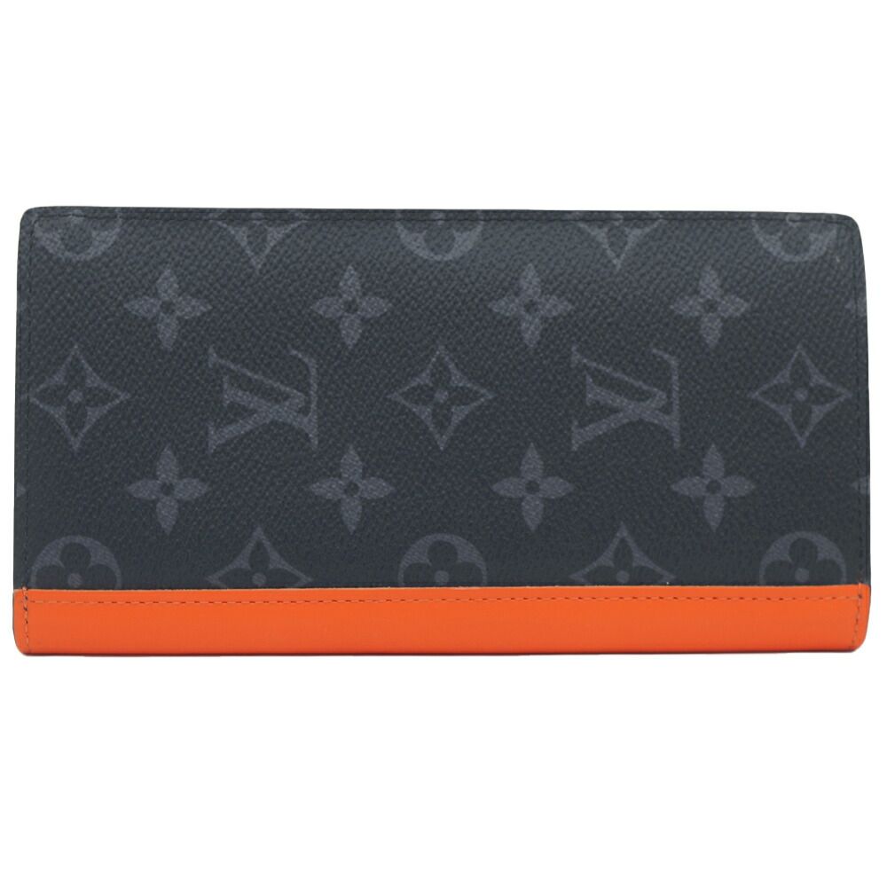 Louis Vuitton Portefeuille Plaza Wallet Monogram Black Gray Orange