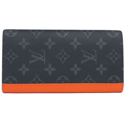 Louis Vuitton Portefeuille Plaza Wallet Monogram Black Gray Orange