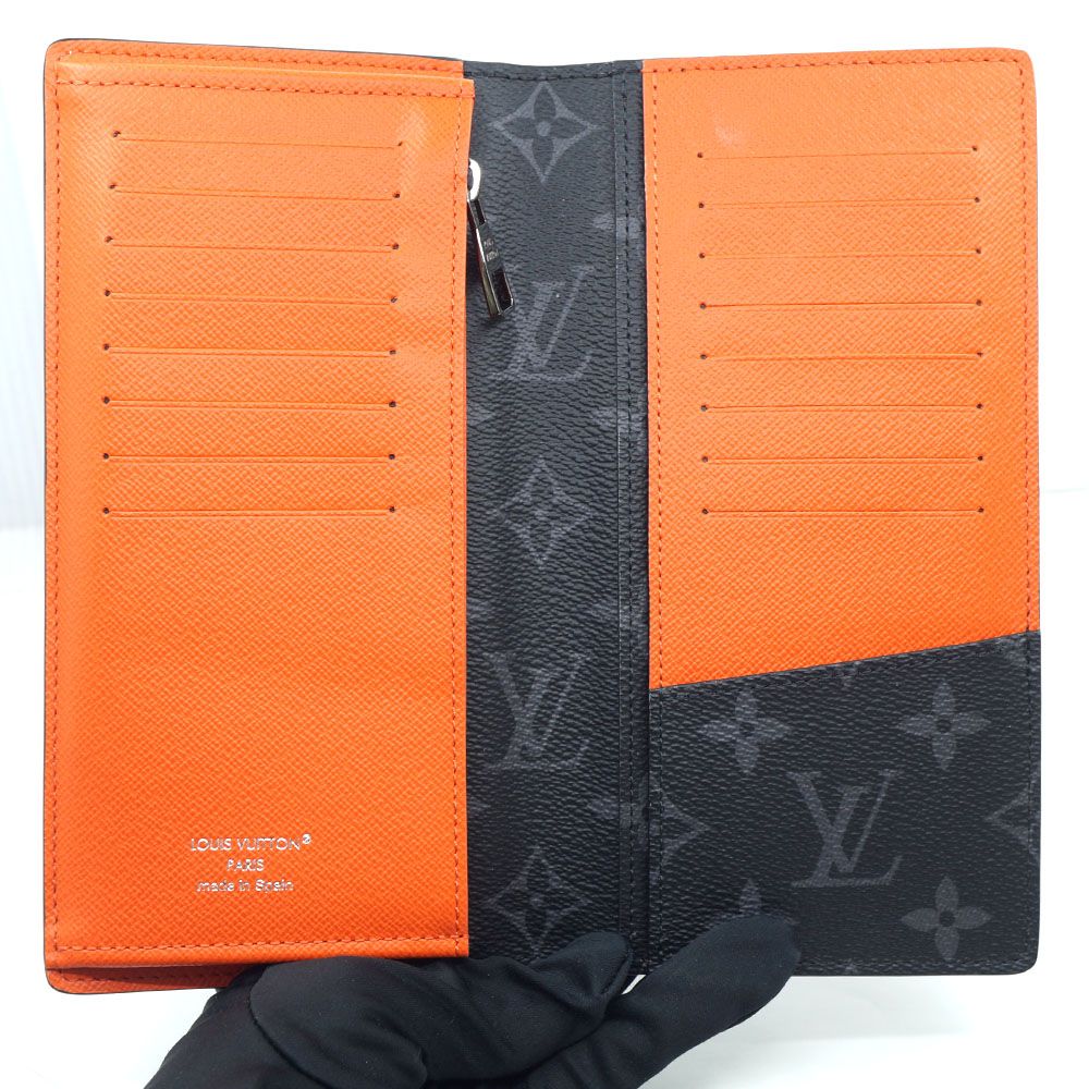 Louis Vuitton Portefeuille Plaza Wallet Monogram Black Gray Orange — view 6