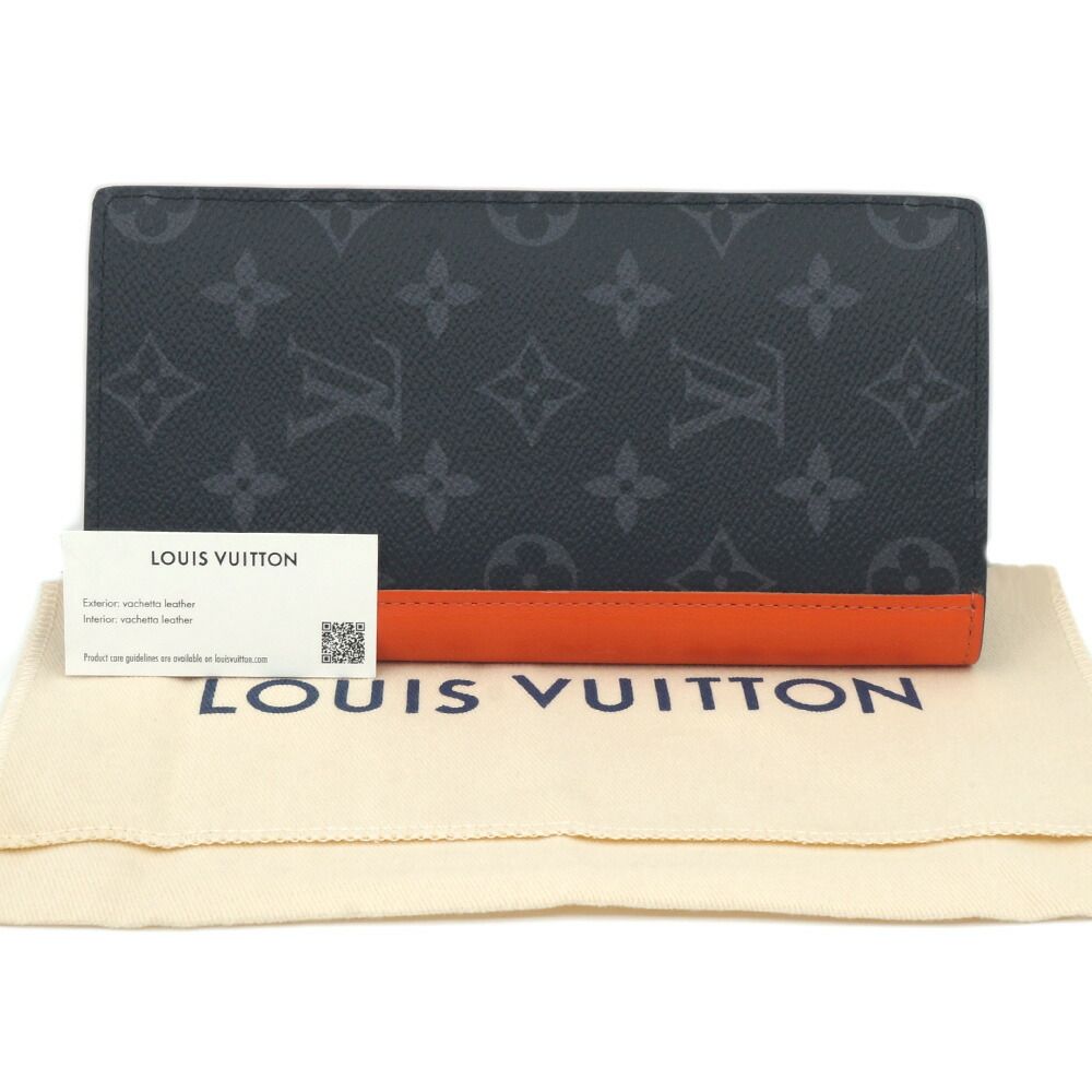 Louis Vuitton Portefeuille Plaza Wallet Monogram Black Gray Orange — view 7