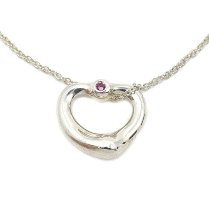 Tiffany & Co Necklace Silver Pink Open Heart 40.5 cm