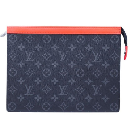 Louis Vuitton Pochette Voyage MM Clutch Black Gray Orange