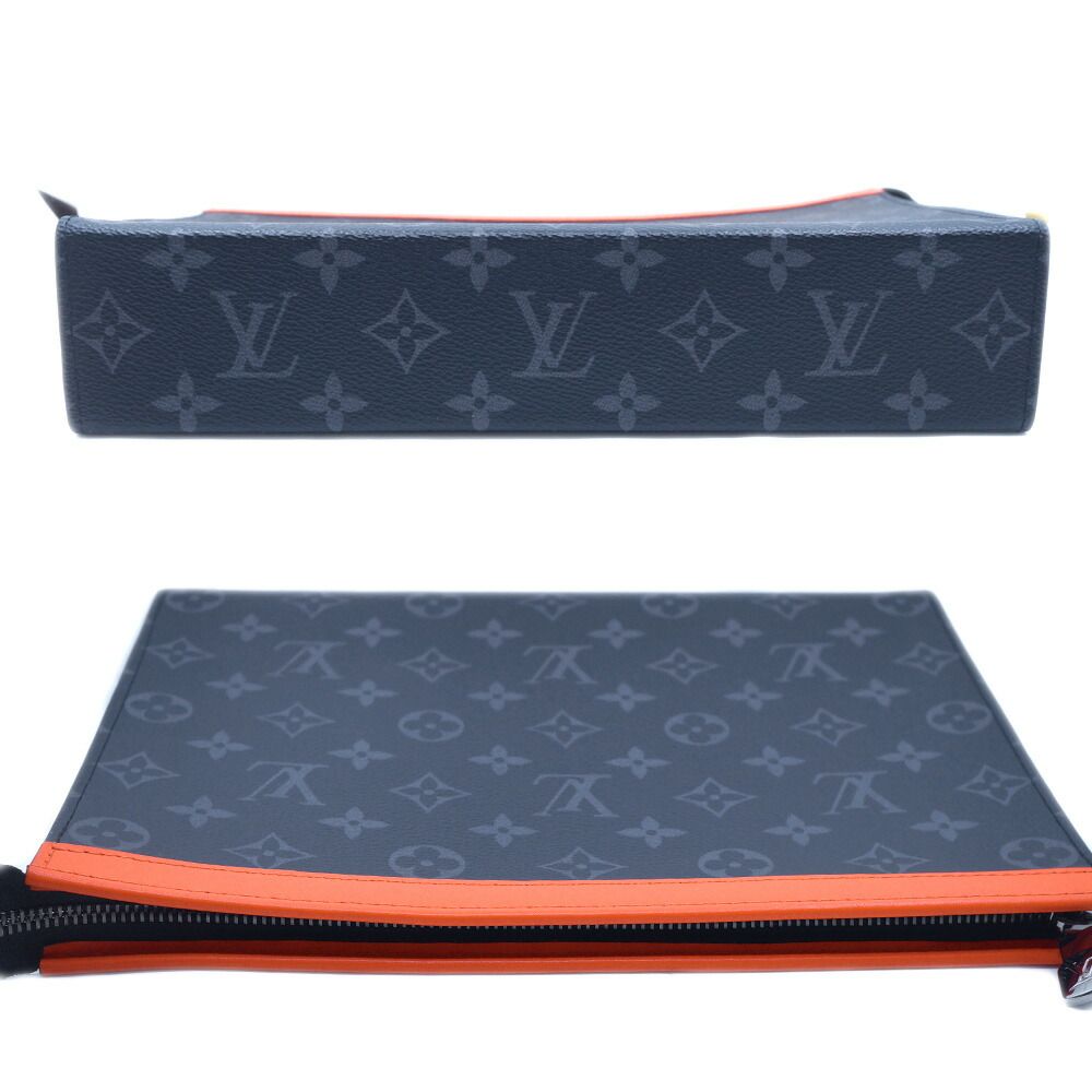 Louis Vuitton Pochette Voyage MM Clutch Black Gray Orange — view 3