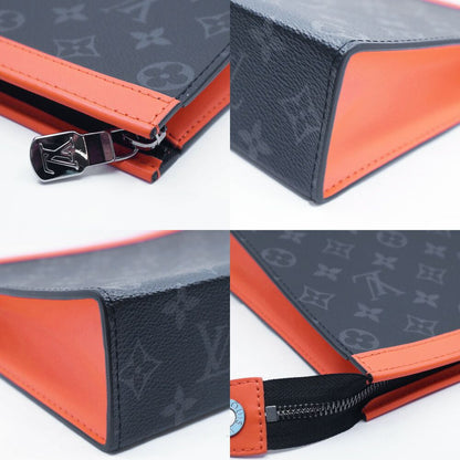 Louis Vuitton Pochette Voyage MM Clutch Black Gray Orange — view 4