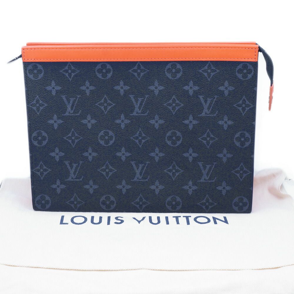 Louis Vuitton Pochette Voyage MM Clutch Black Gray Orange — view 9