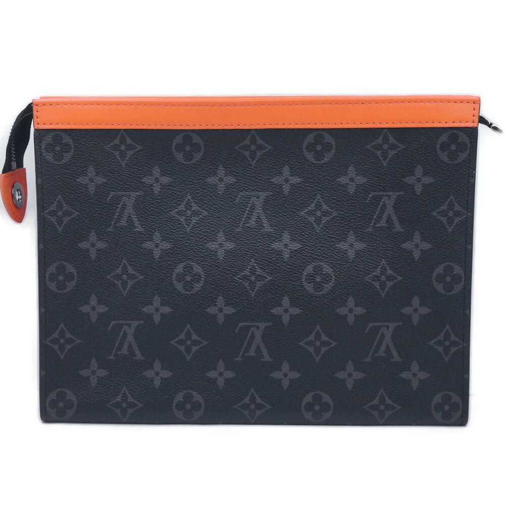 Louis Vuitton Pochette Voyage MM Clutch Black Gray Orange — view 2