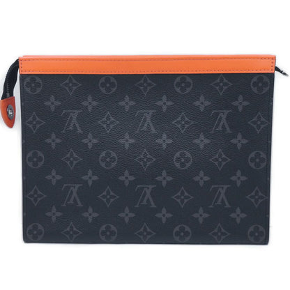 Louis Vuitton Pochette Voyage MM Clutch Black Gray Orange — view 2
