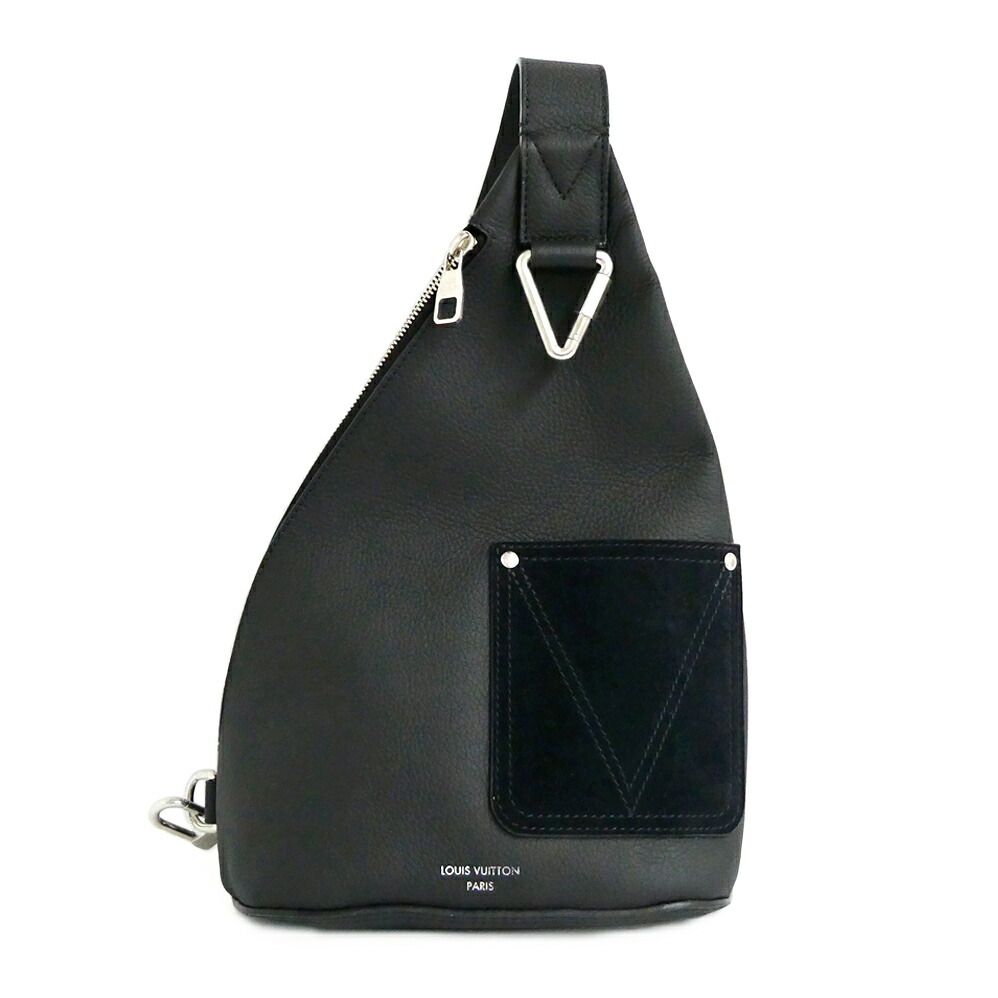 Louis Vuitton Delta Sling Bag Black LV Touch Leather Silver