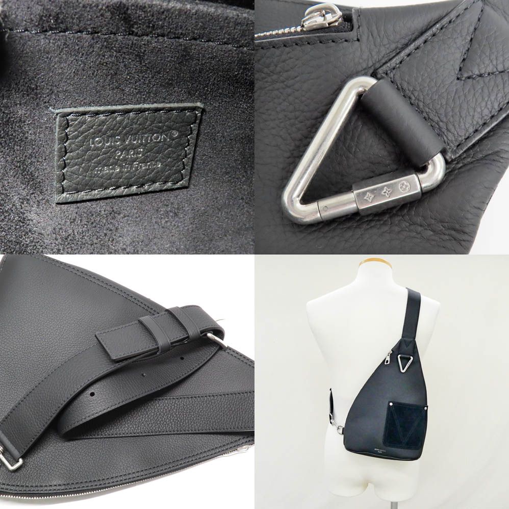 Louis Vuitton Delta Sling Bag Black LV Touch Leather Silver — view 7