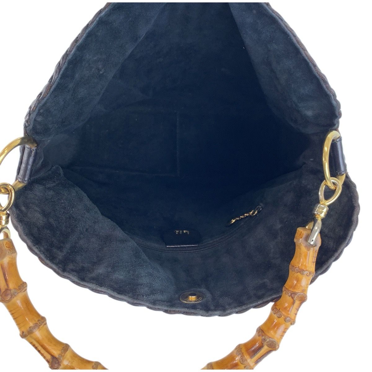 Gucci Bamboo Black Gold Leather 001 2-Way Shoulder Bag — view 8