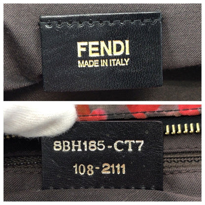 Fendi Zucchino Floral Black Pink Orange Nylon Leather Tote Shoulder Bag — view 4