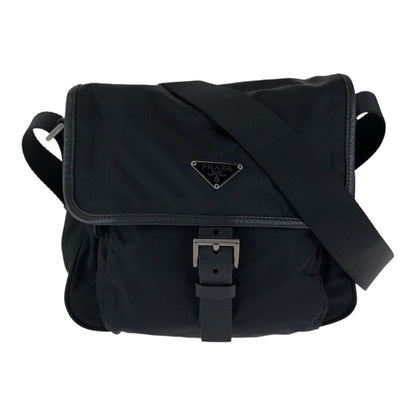 Prada Tessuto Black Nylon Leather Shoulder Bag