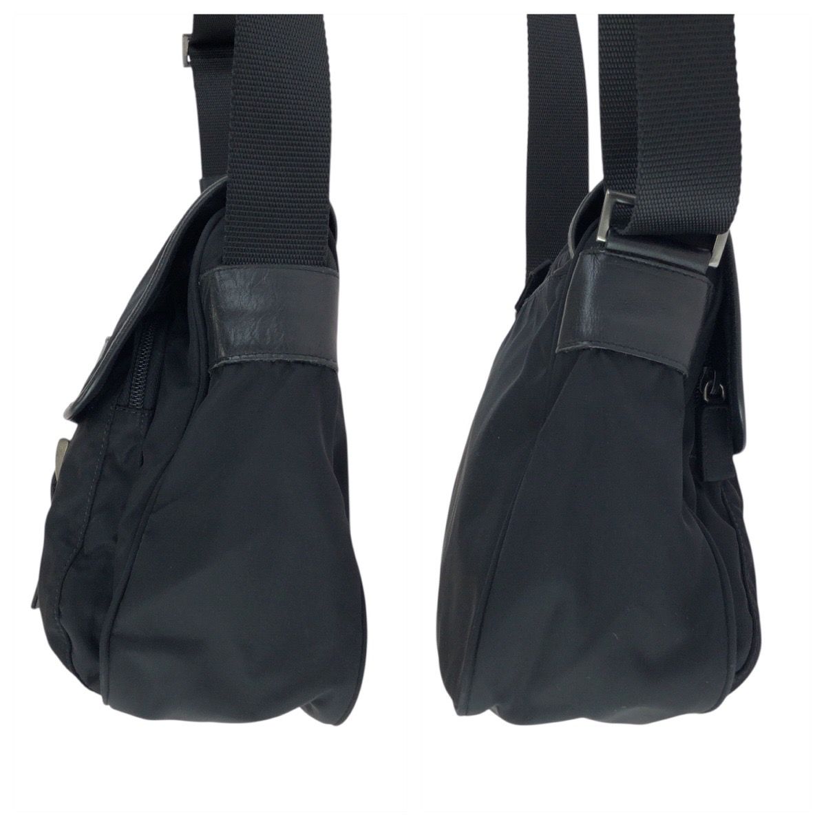 Prada Tessuto Black Nylon Leather Shoulder Bag — view 6