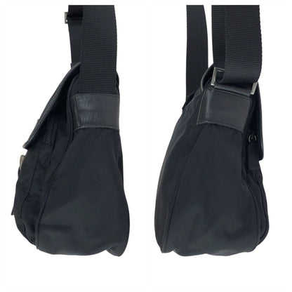 Prada Tessuto Black Nylon Leather Shoulder Bag — view 6