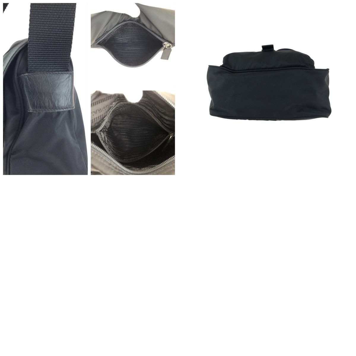 Prada Tessuto Black Nylon Leather Shoulder Bag — view 9