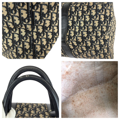 Dior Vintage Trotter Navy Silver Canvas Leather Boston Bag — view 6