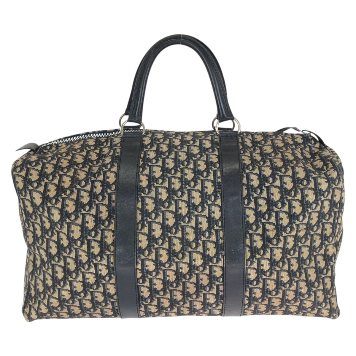 Dior Vintage Trotter Navy Silver Canvas Leather Boston Bag — view 2