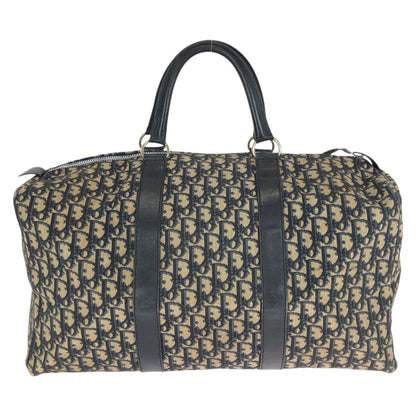 Dior Vintage Trotter Navy Silver Canvas Leather Boston Bag — view 2