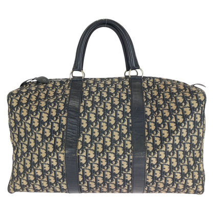 Dior Vintage Trotter Navy Silver Canvas Leather Boston Bag