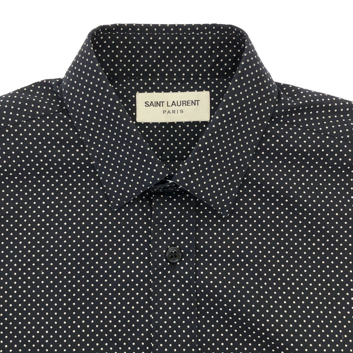 Saint Laurent Paris Cotton Dot Shirt Black White 37 — view 4