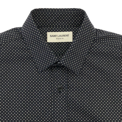 Saint Laurent Paris Cotton Dot Shirt Black White 37 — view 4