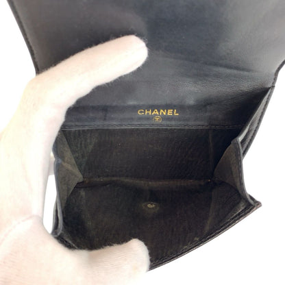 Chanel Vintage CC Logo Black Leather Folded Wallet Compact — view 6