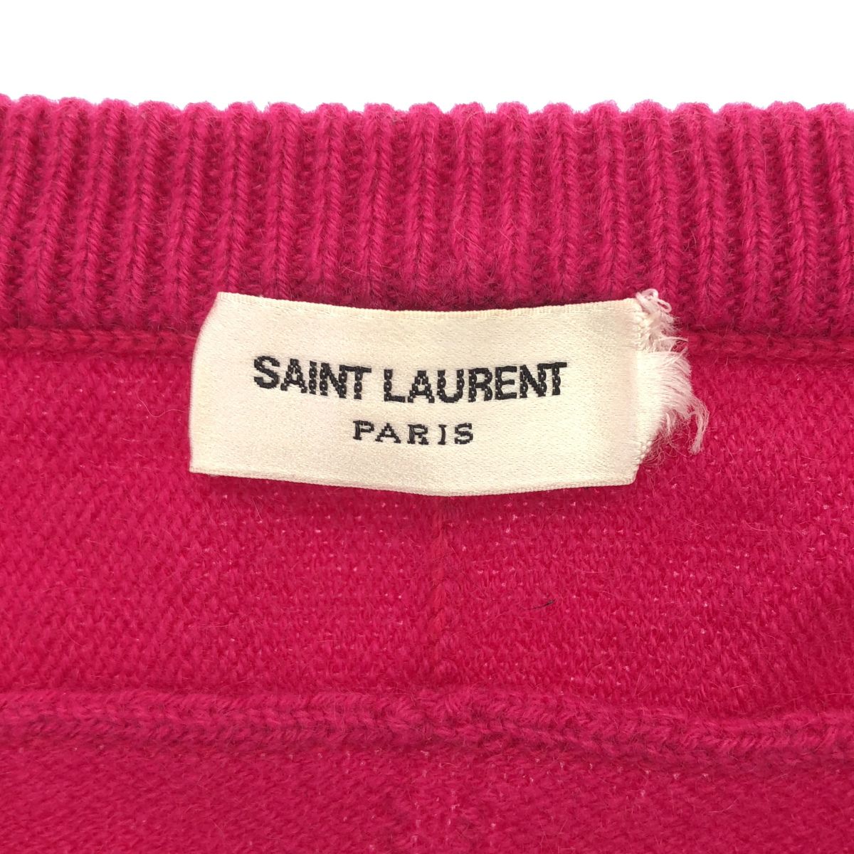 Saint Laurent Paris Neck Cashmere Knit Sweater Pink XS — view 3