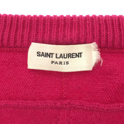 Saint Laurent Paris Neck Cashmere Knit Sweater Pink XS — view 3
