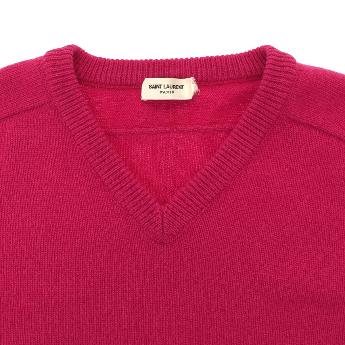 Saint Laurent Paris Neck Cashmere Knit Sweater Pink XS — view 4
