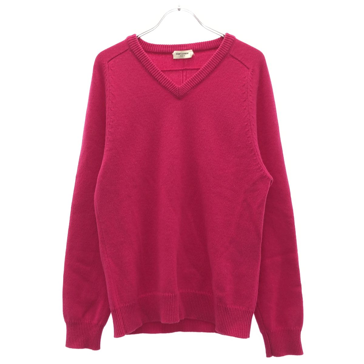 Saint Laurent Paris Neck Cashmere Knit Sweater Pink XS