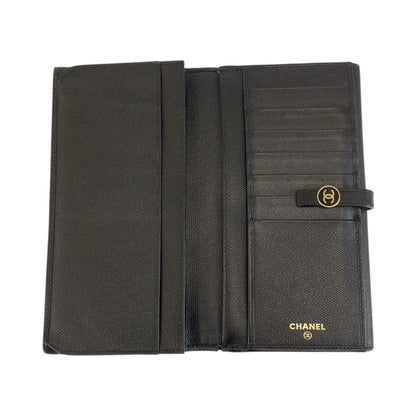 Chanel Coco Button Black Gold Leather Wallet — view 4