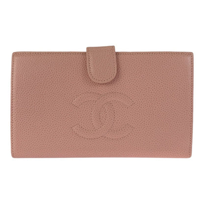 Chanel Vintage CC Logo Pink Gold Leather Wallet
