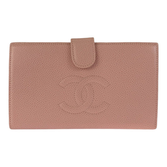 Chanel Vintage CC Logo Pink Gold Leather Wallet