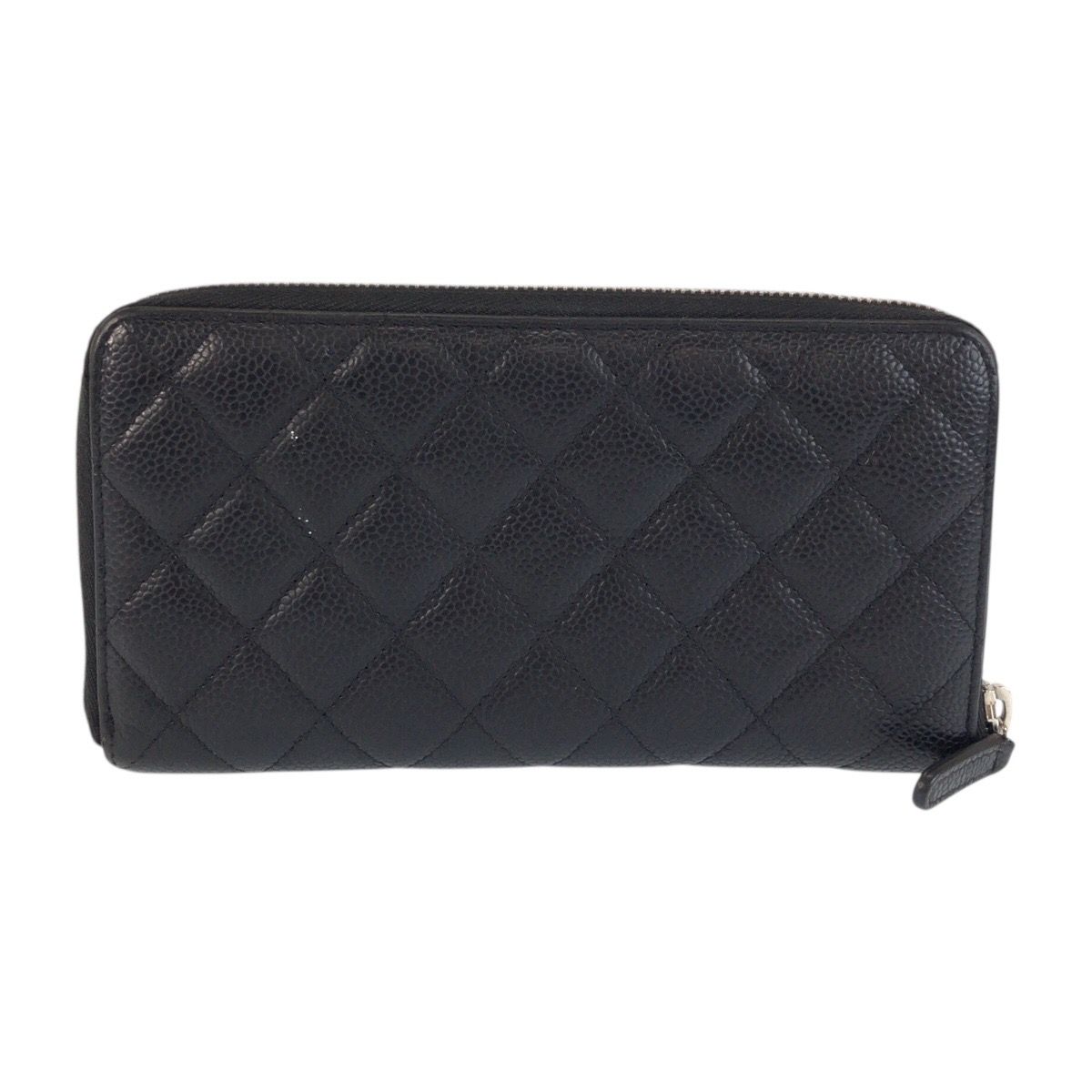 Chanel CC Logo Quilted Black Silver Leather Wallet — view 2