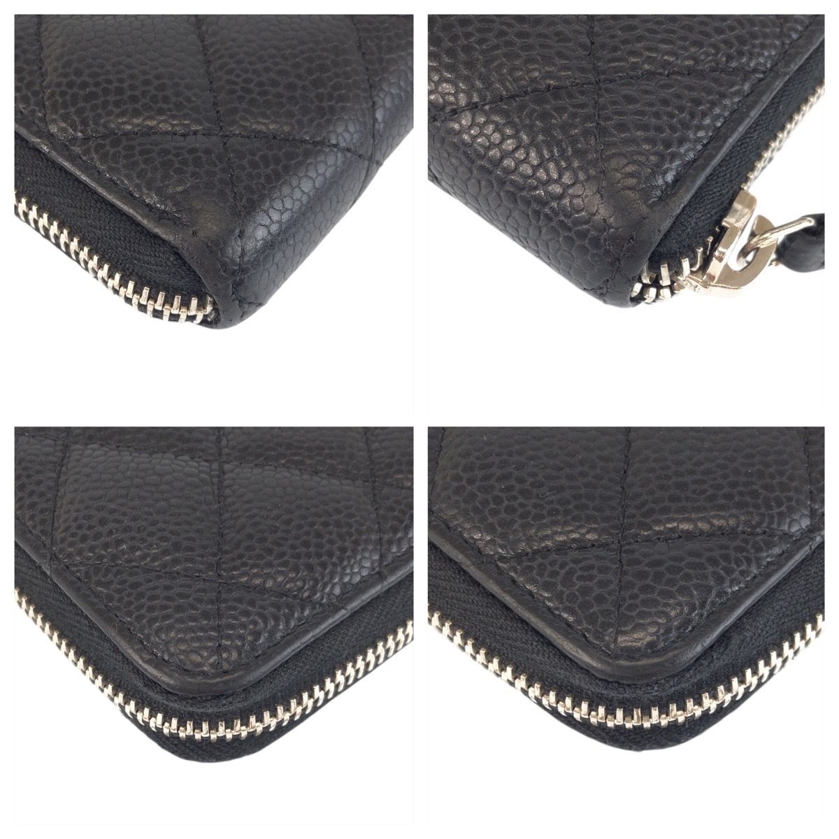 Chanel CC Logo Quilted Black Silver Leather Wallet — view 4