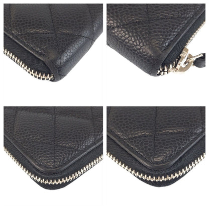 Chanel CC Logo Quilted Black Silver Leather Wallet — view 4